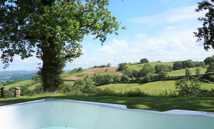 Views from the private covered hot tub at Little Acorn